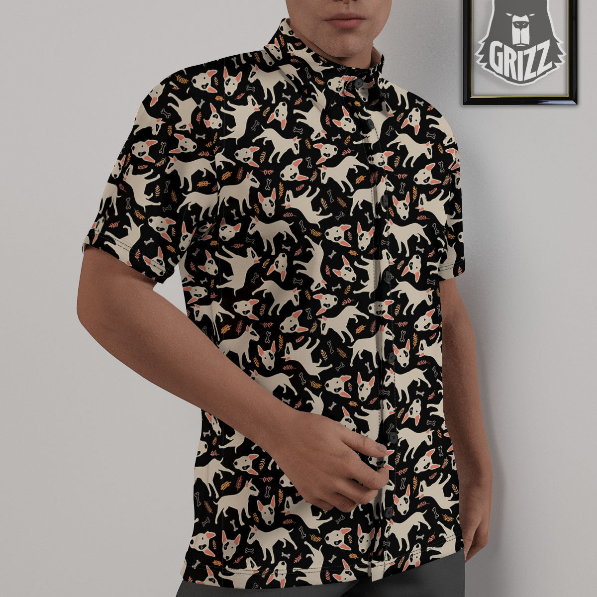 Bull Terrier Doodle Print Pattern Untucked Shirts-grizzshop