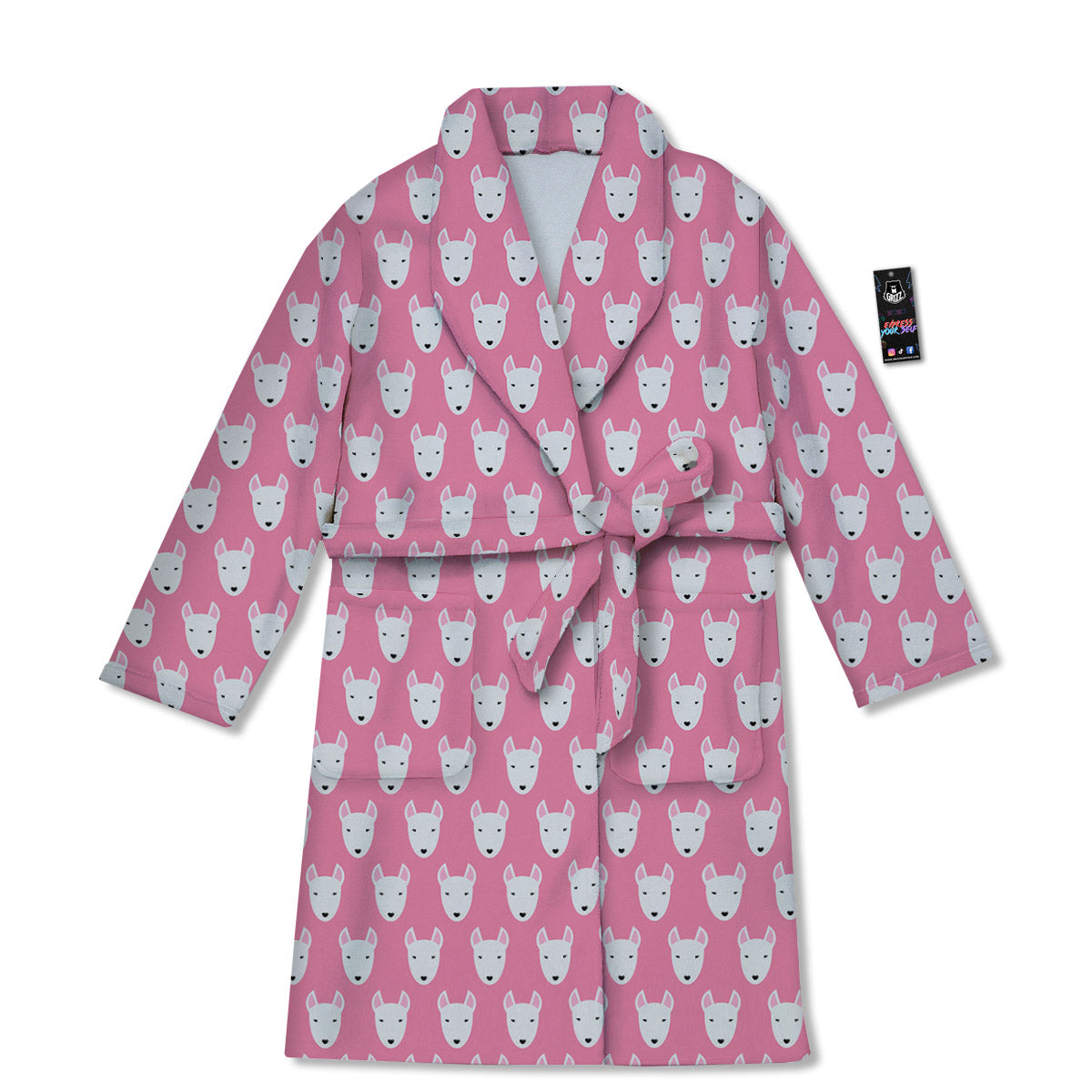 Bull Terrier Faces Cute Print Pattern Bathrobe-grizzshop