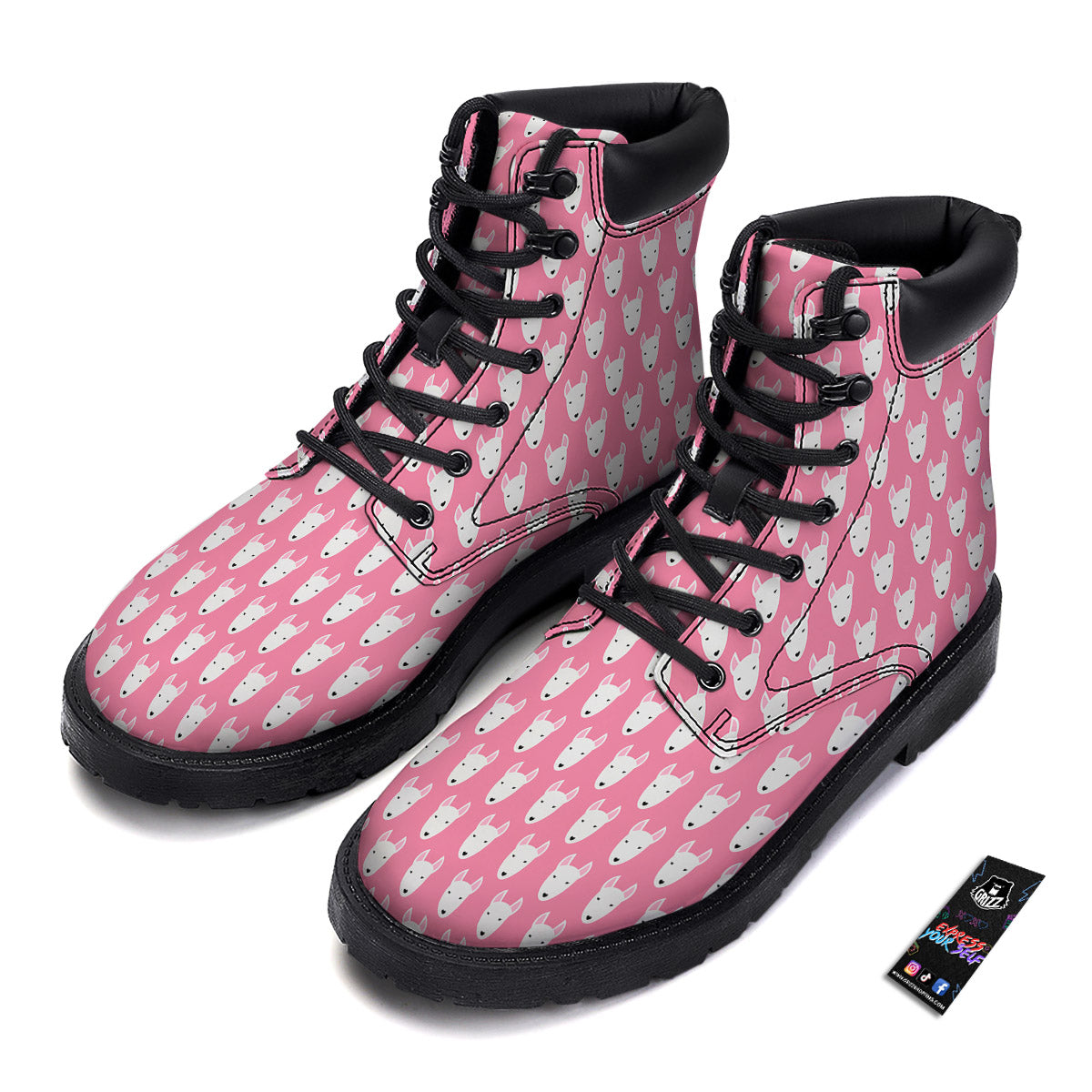 Bull Terrier Faces Cute Print Pattern Boots-grizzshop