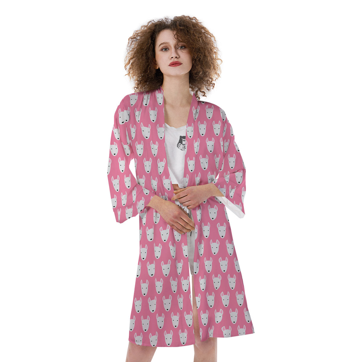 Bull Terrier Faces Cute Print Pattern Kimono-grizzshop