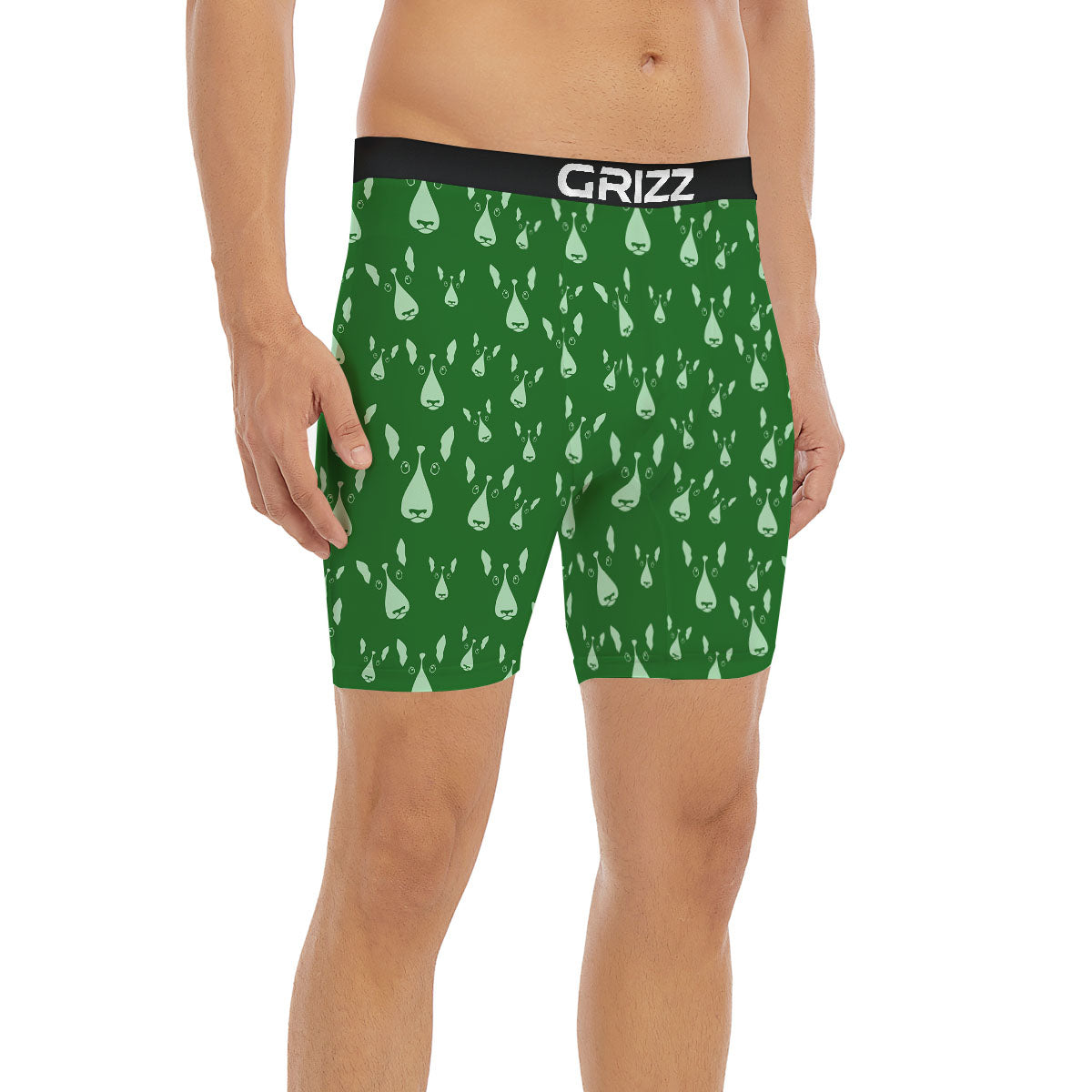 Bull Terrier Green Print Pattern Boxer Briefs-grizzshop