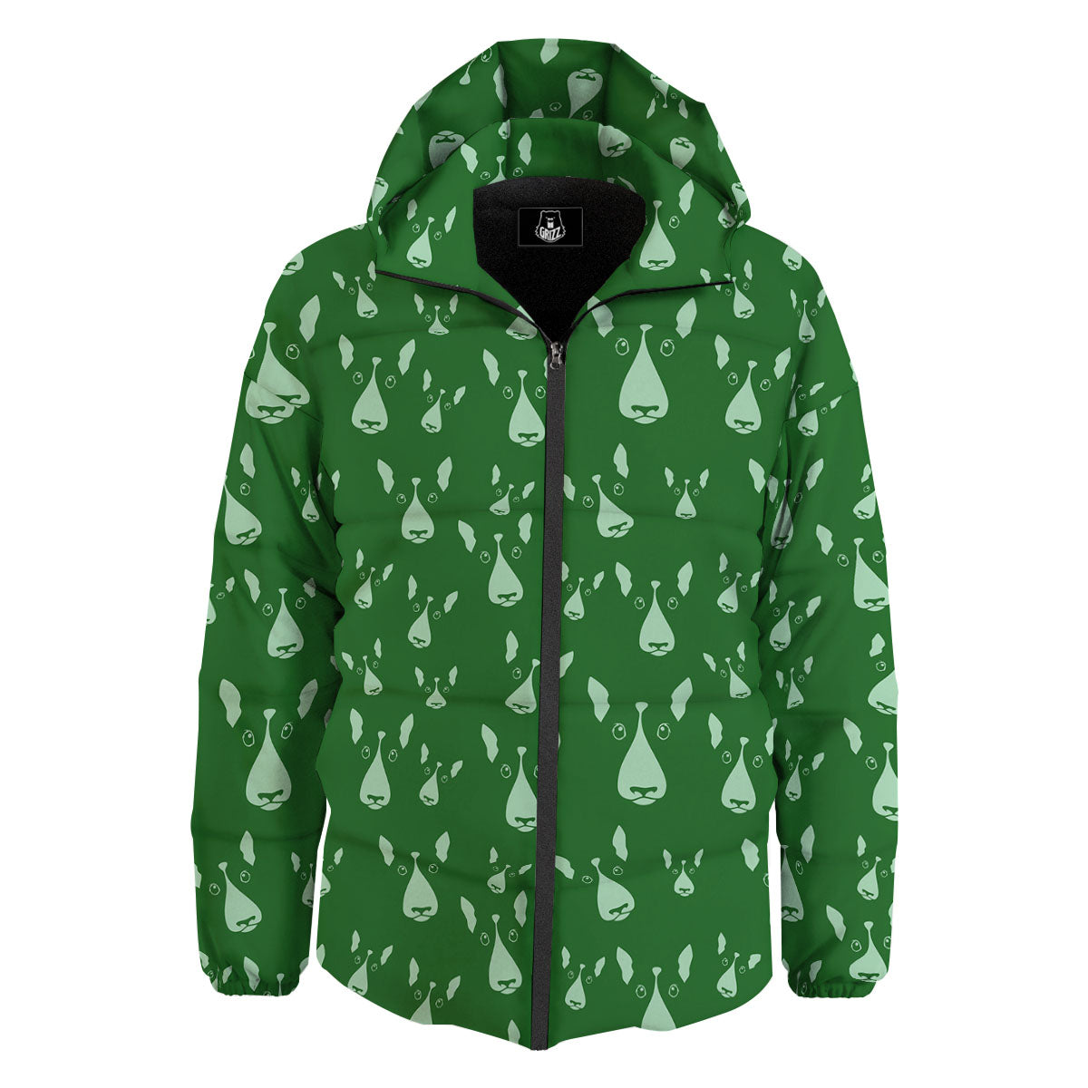 Bull Terrier Green Print Pattern Down Jacket-grizzshop
