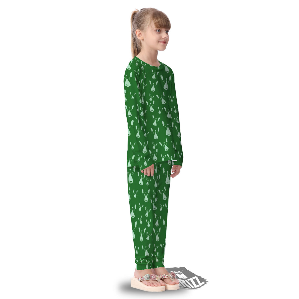 Bull Terrier Green Print Pattern Kid's Pajamas-grizzshop