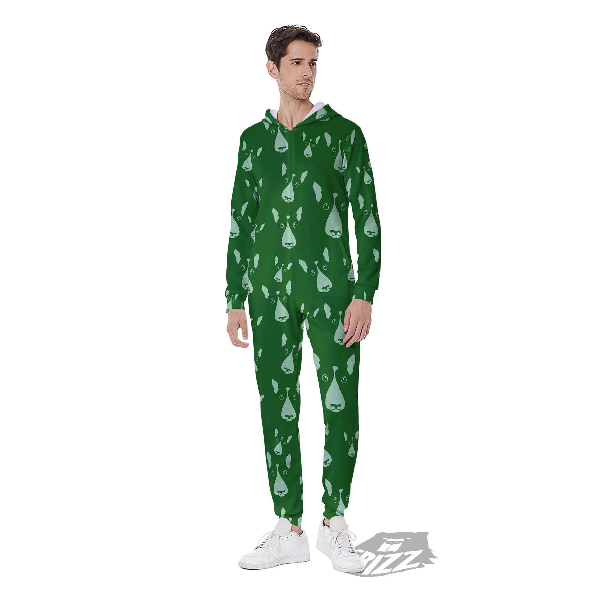 Bull Terrier Green Print Pattern Men's Jumpsuit-grizzshop