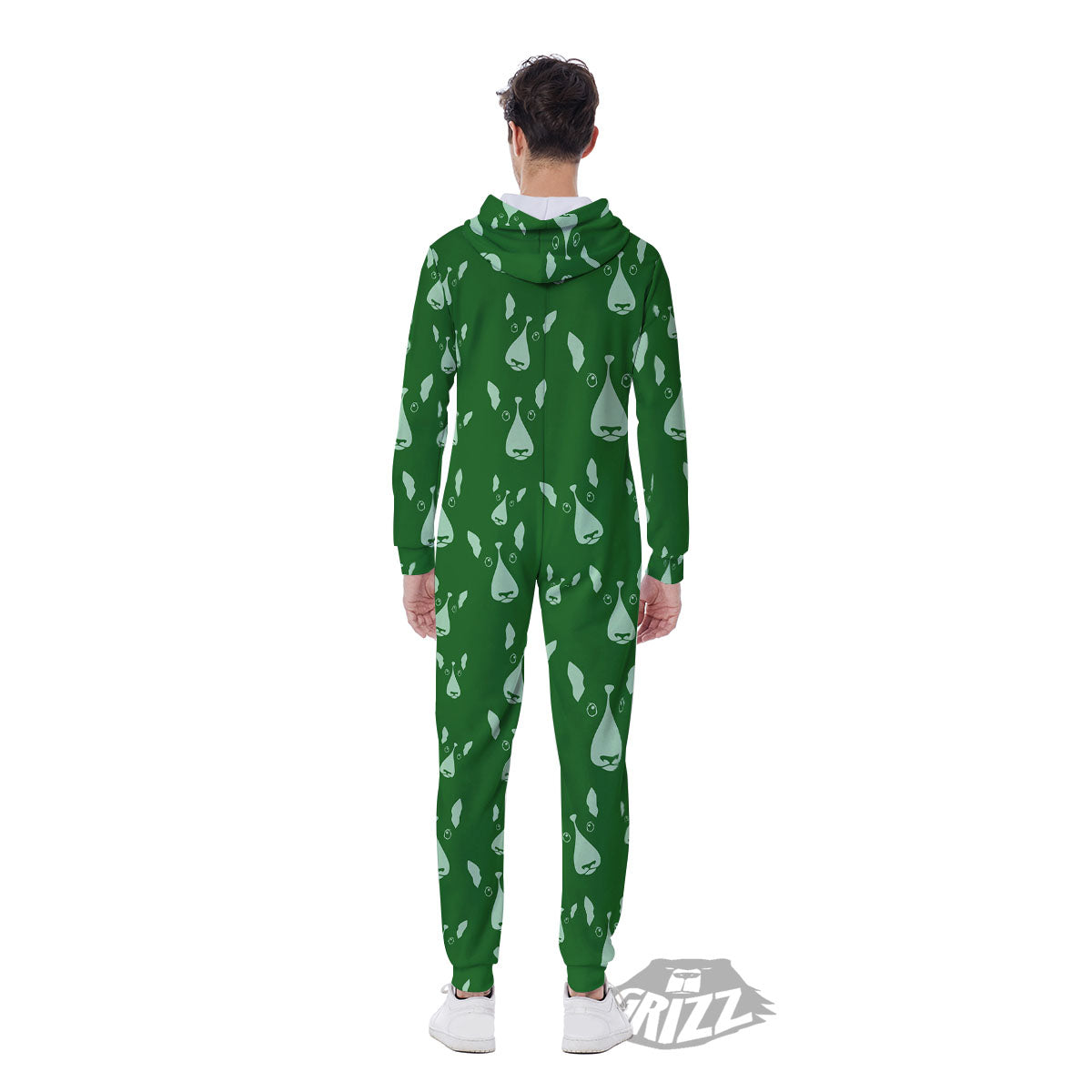 Bull Terrier Green Print Pattern Men's Jumpsuit-grizzshop
