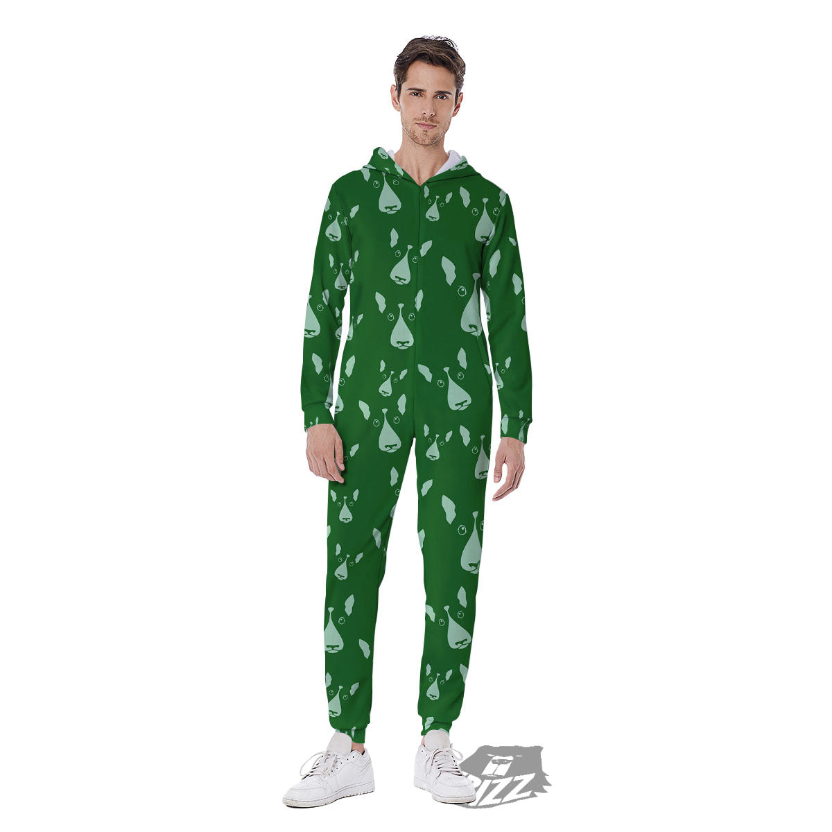 Bull Terrier Green Print Pattern Men's Jumpsuit-grizzshop