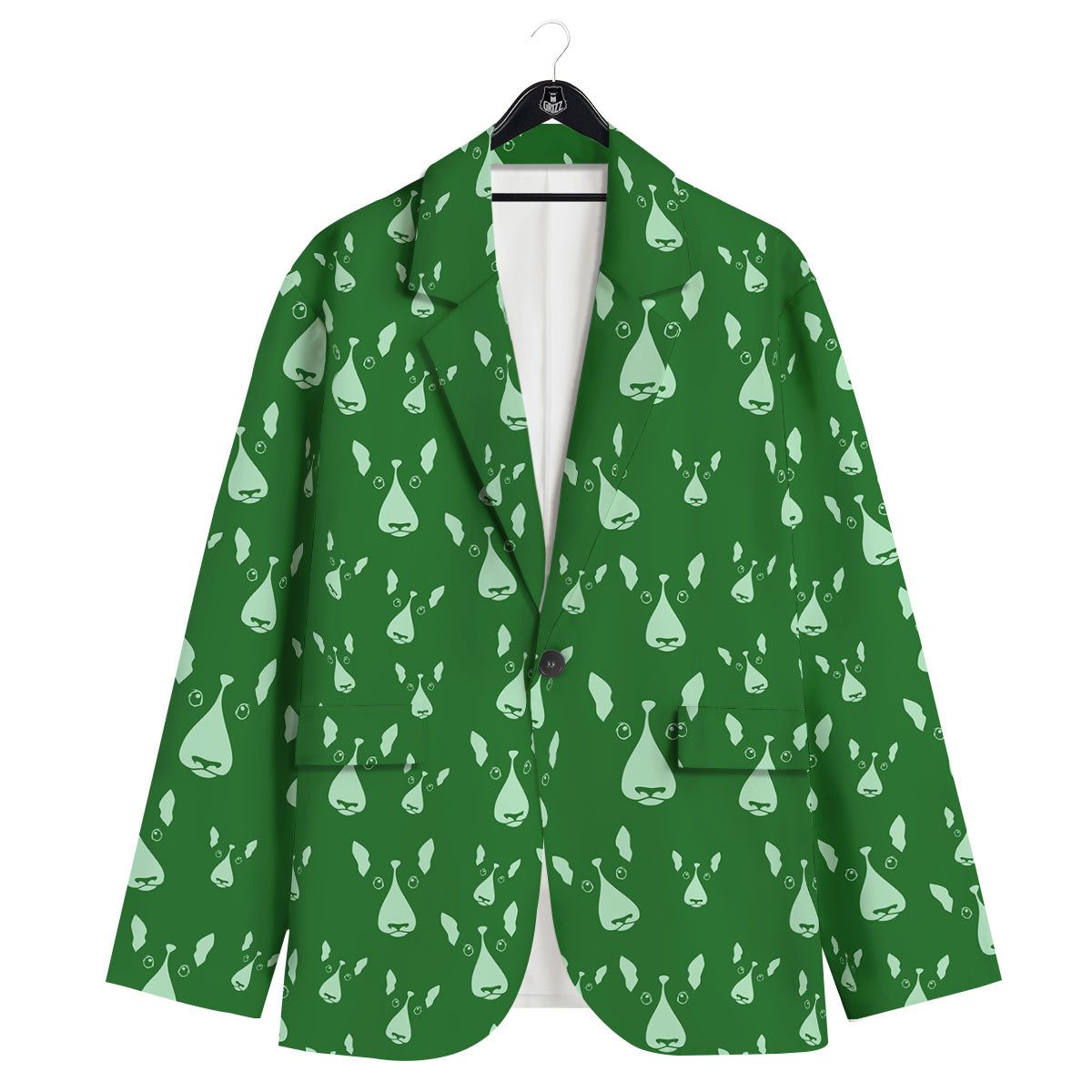 Bull Terrier Green Print Pattern Men's Sport Coat-grizzshop
