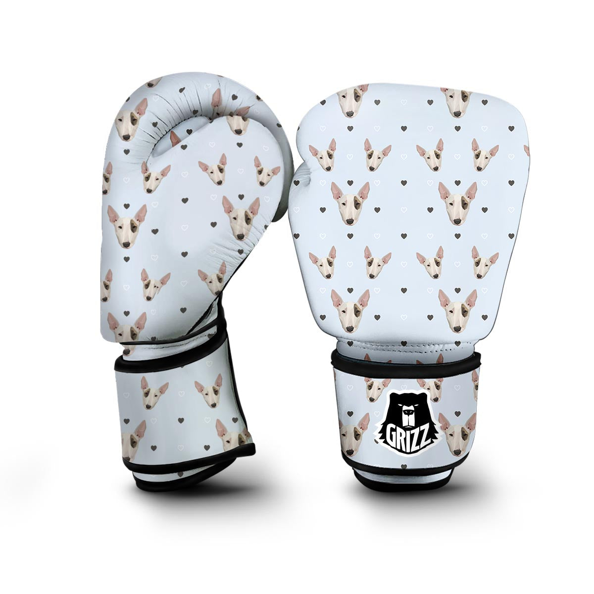 Bull Terrier Heart Pattern Print Boxing Gloves-grizzshop