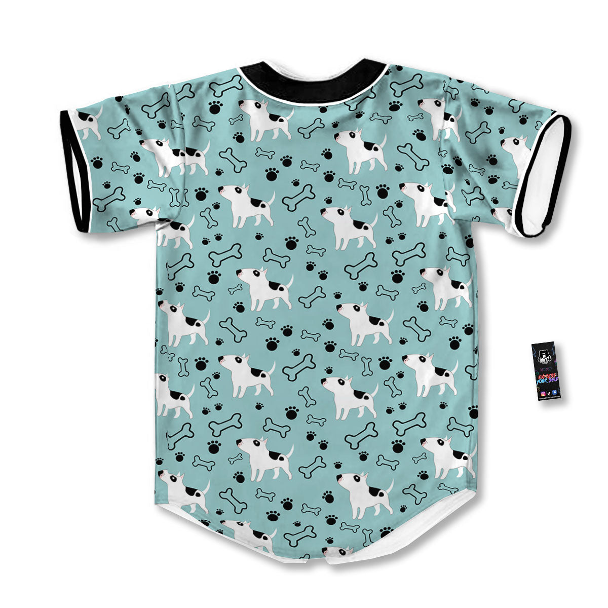 Bull Terrier Laurel Green Print Pattern Baseball Jersey-grizzshop