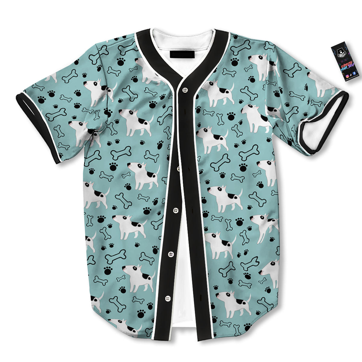 Bull Terrier Laurel Green Print Pattern Baseball Jersey-grizzshop