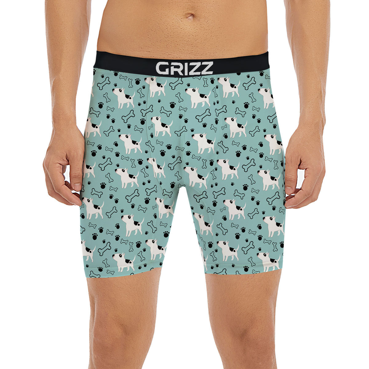 Bull Terrier Laurel Green Print Pattern Boxer Briefs-grizzshop
