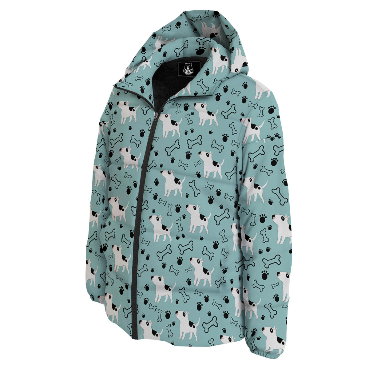 Bull Terrier Laurel Green Print Pattern Down Jacket-grizzshop