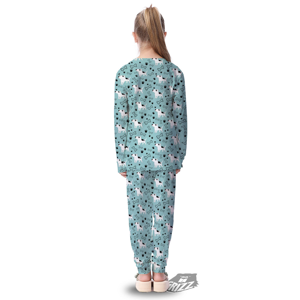 Bull Terrier Laurel Green Print Pattern Kid's Pajamas-grizzshop