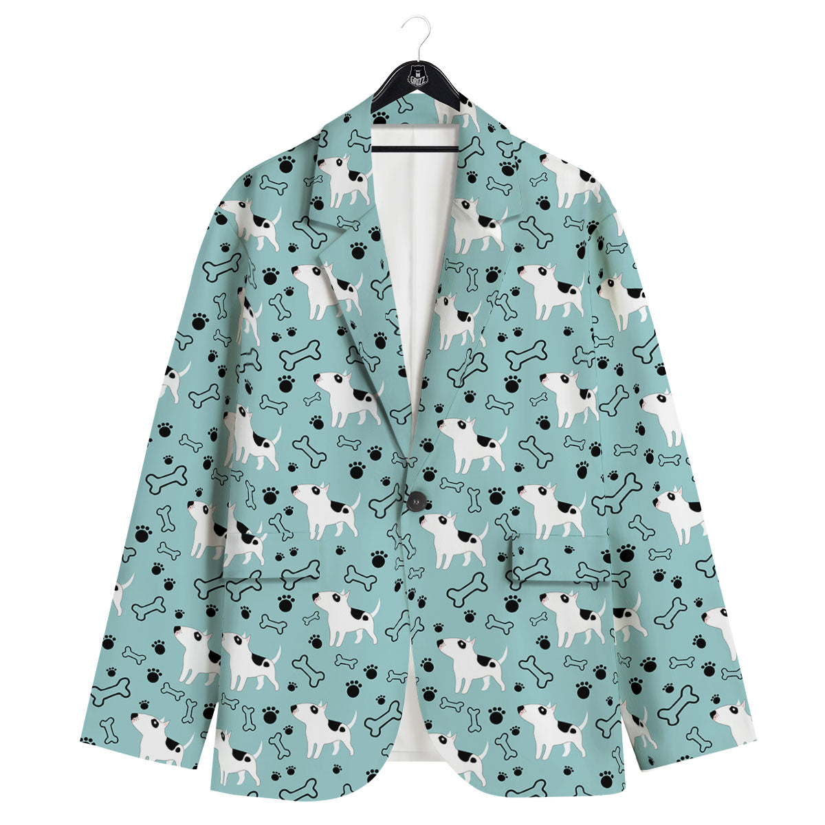 Bull Terrier Laurel Green Print Pattern Men's Sport Coat-grizzshop