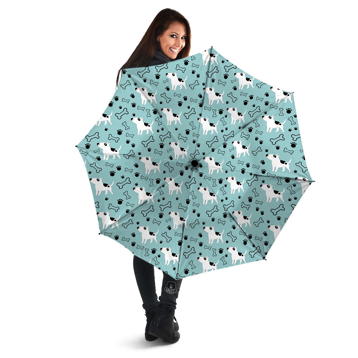Bull Terrier Laurel Green Print Pattern Umbrella-grizzshop