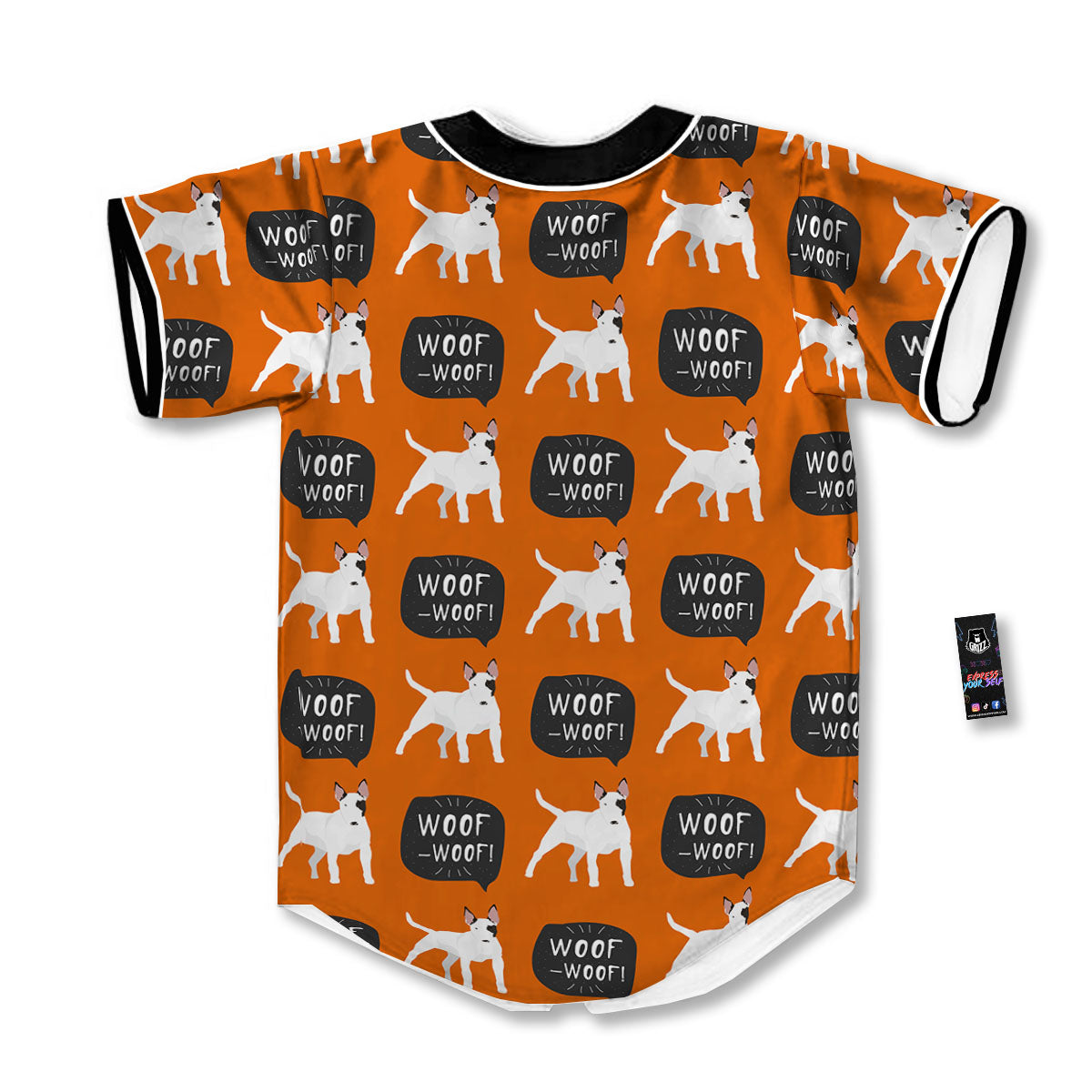 Bull Terrier Orange Print Pattern Baseball Jersey-grizzshop
