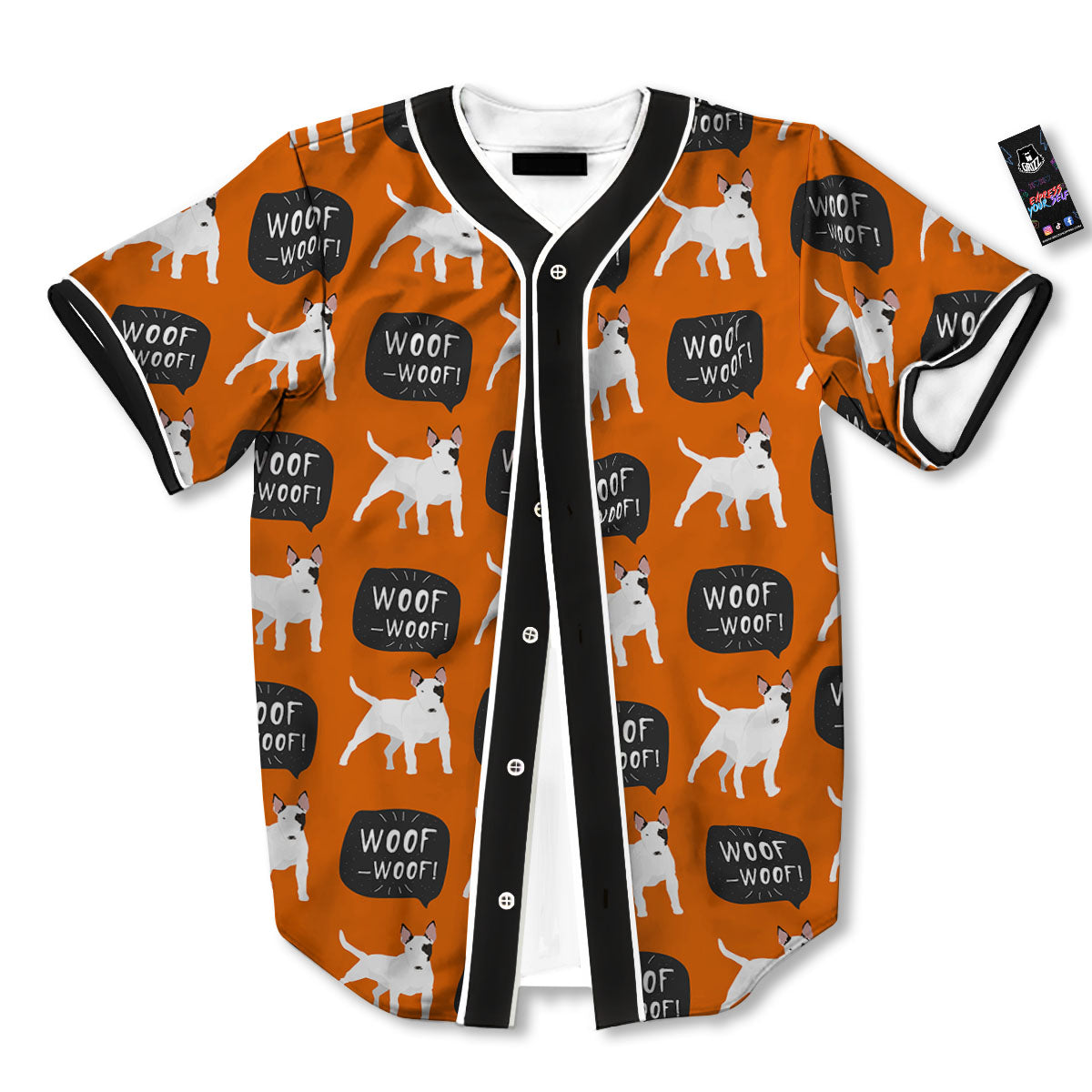Bull Terrier Orange Print Pattern Baseball Jersey-grizzshop