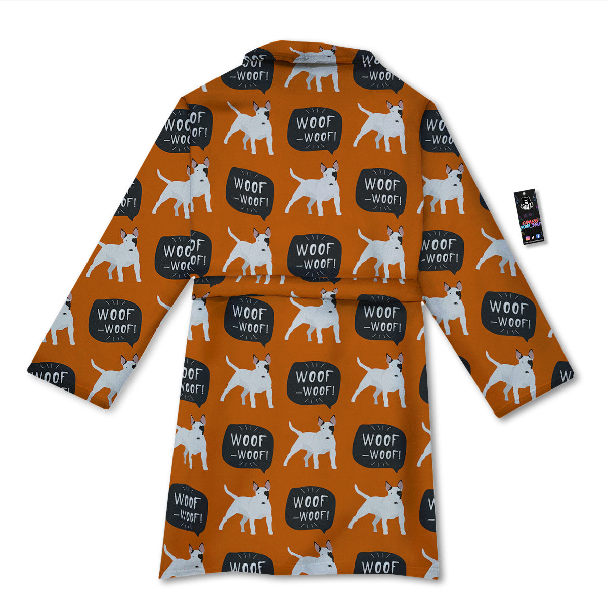 Bull Terrier Orange Print Pattern Bathrobe-grizzshop