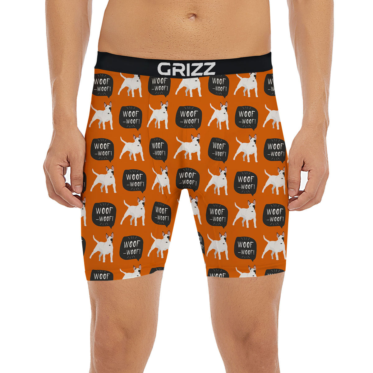 Bull Terrier Orange Print Pattern Boxer Briefs-grizzshop