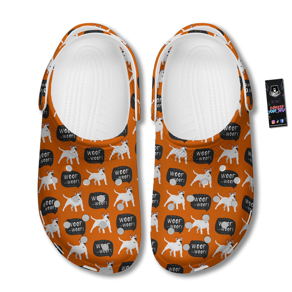Bull Terrier Orange Print Pattern Clog-grizzshop