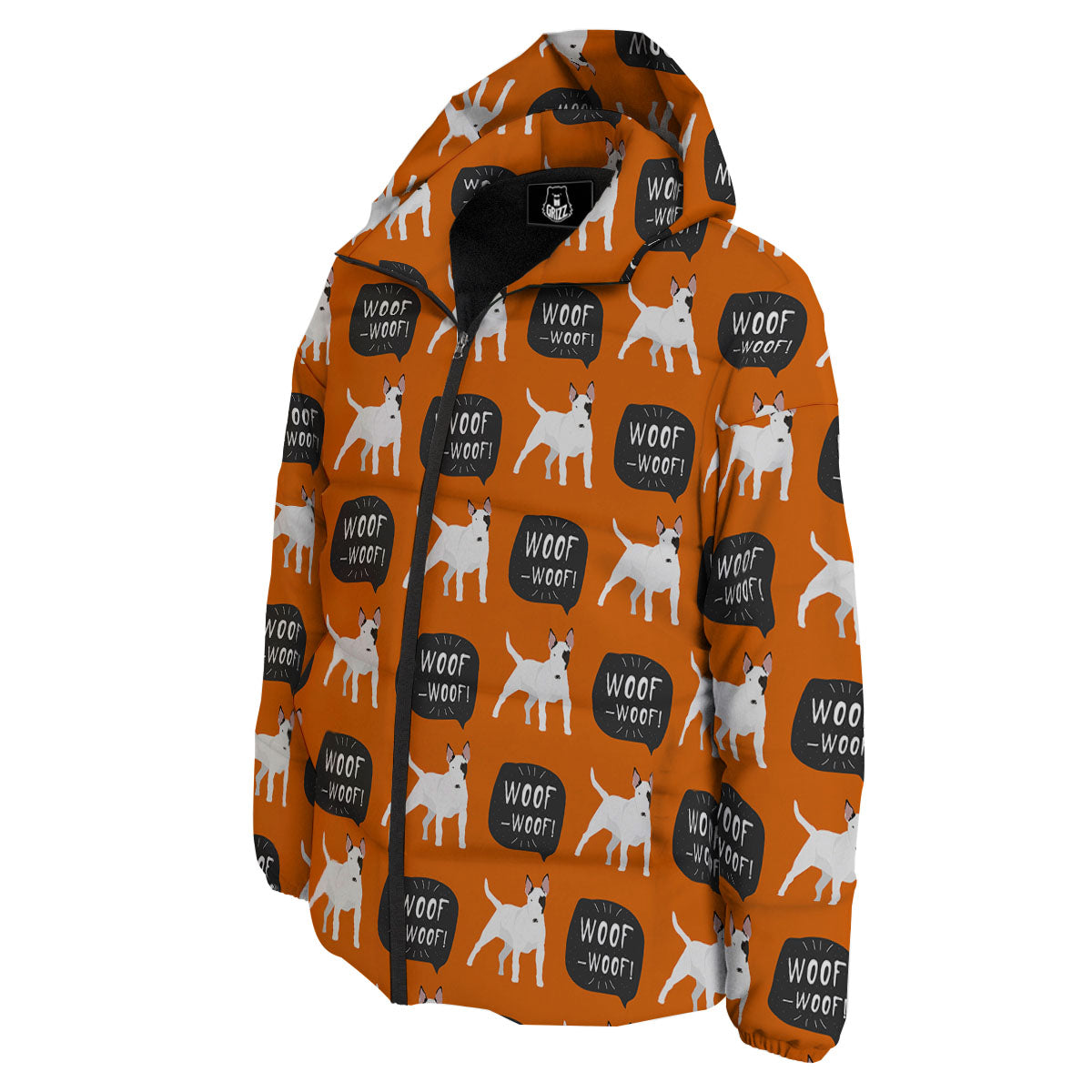 Bull Terrier Orange Print Pattern Down Jacket-grizzshop