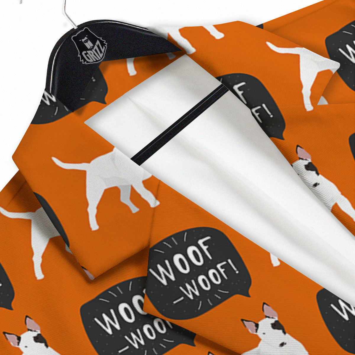 Bull Terrier Orange Print Pattern Men's Sport Coat-grizzshop
