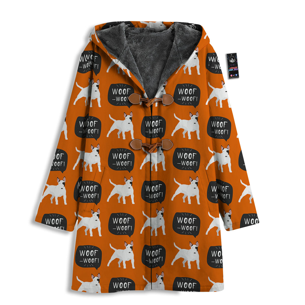 Bull Terrier Orange Print Pattern Men's Windbreaker Jacket-grizzshop