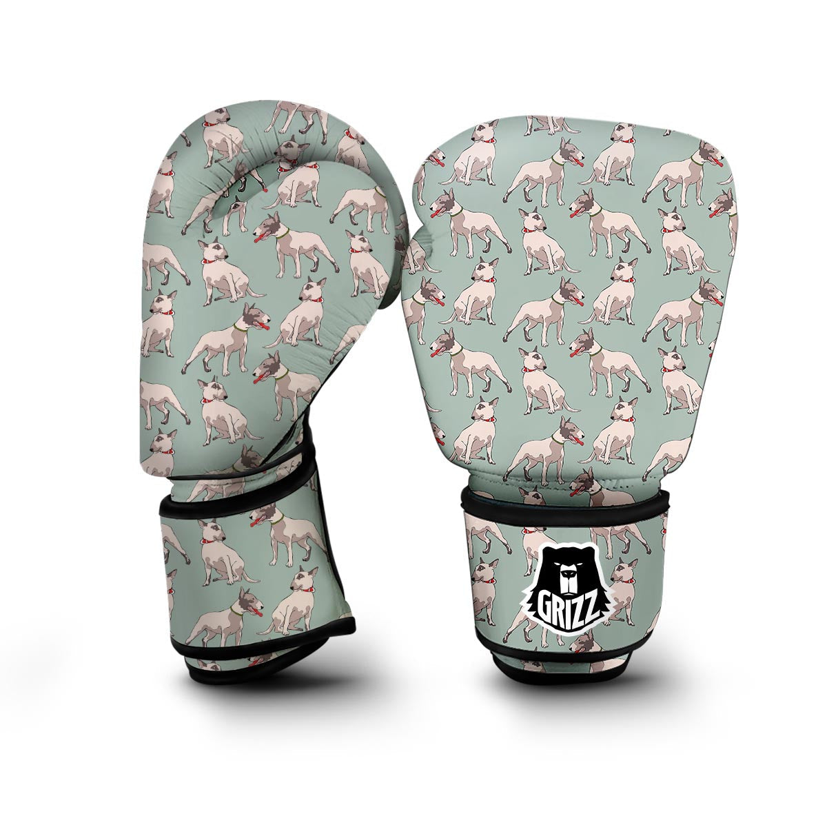 Bull Terrier Pattern Print Boxing Gloves-grizzshop