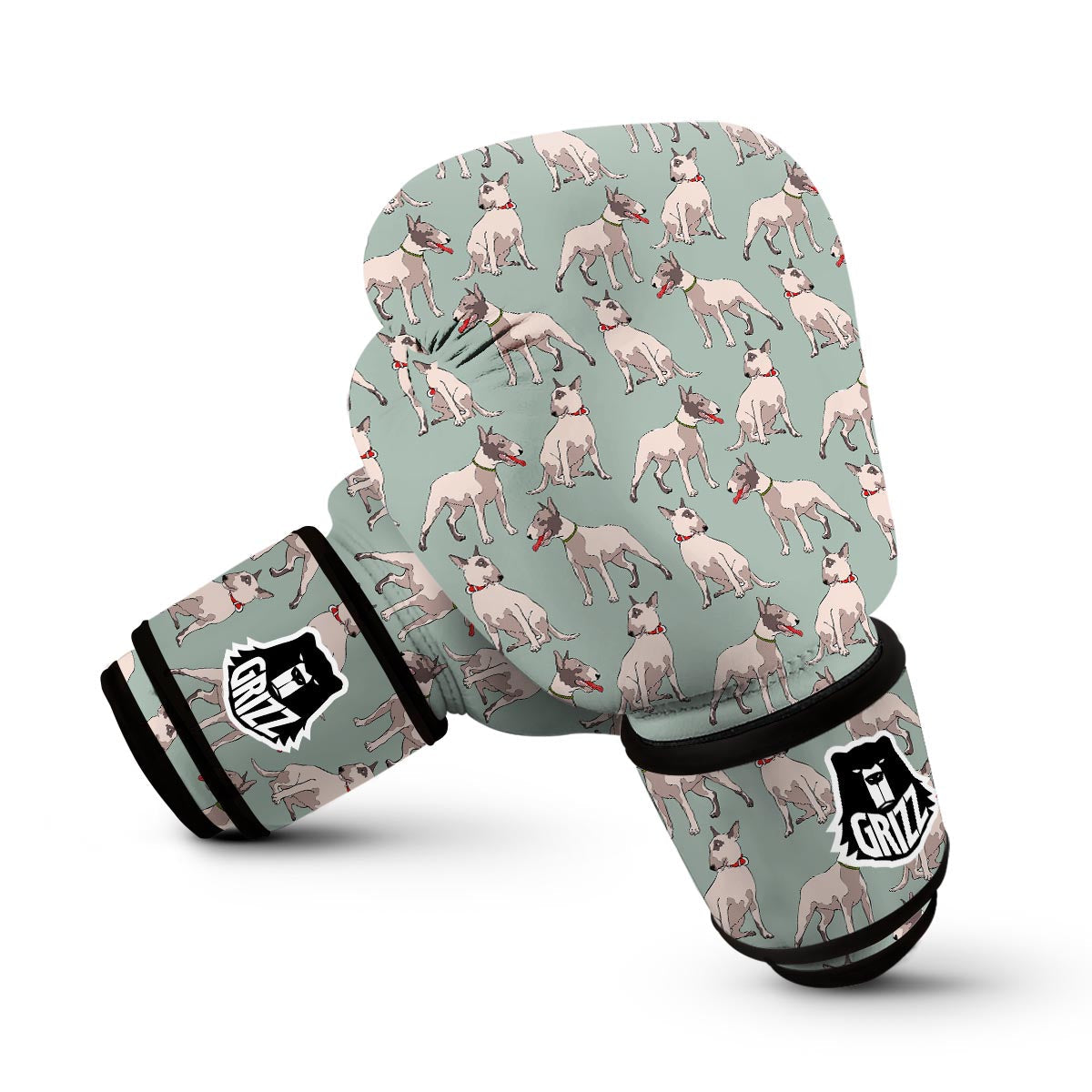Bull Terrier Pattern Print Boxing Gloves-grizzshop