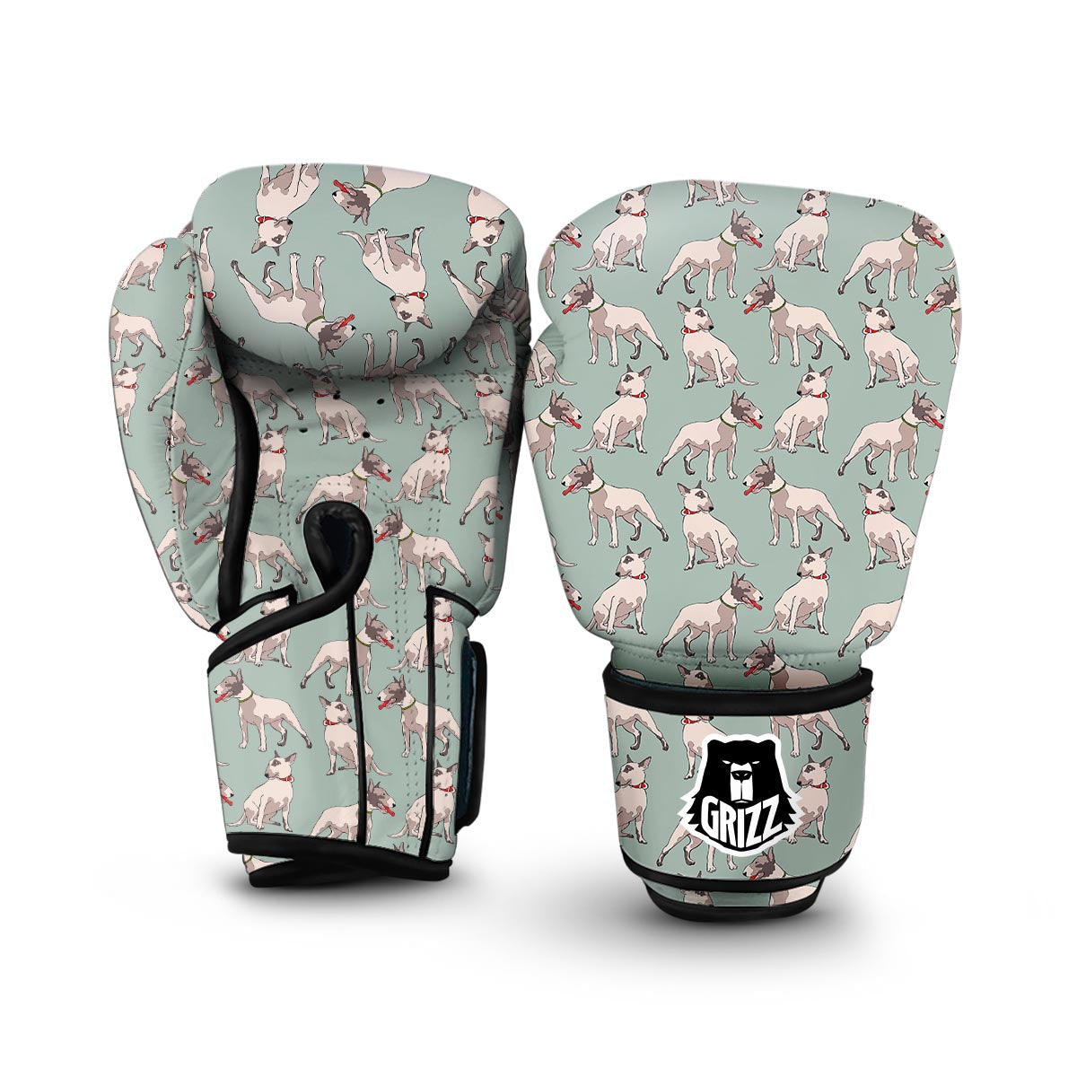Bull Terrier Pattern Print Boxing Gloves-grizzshop