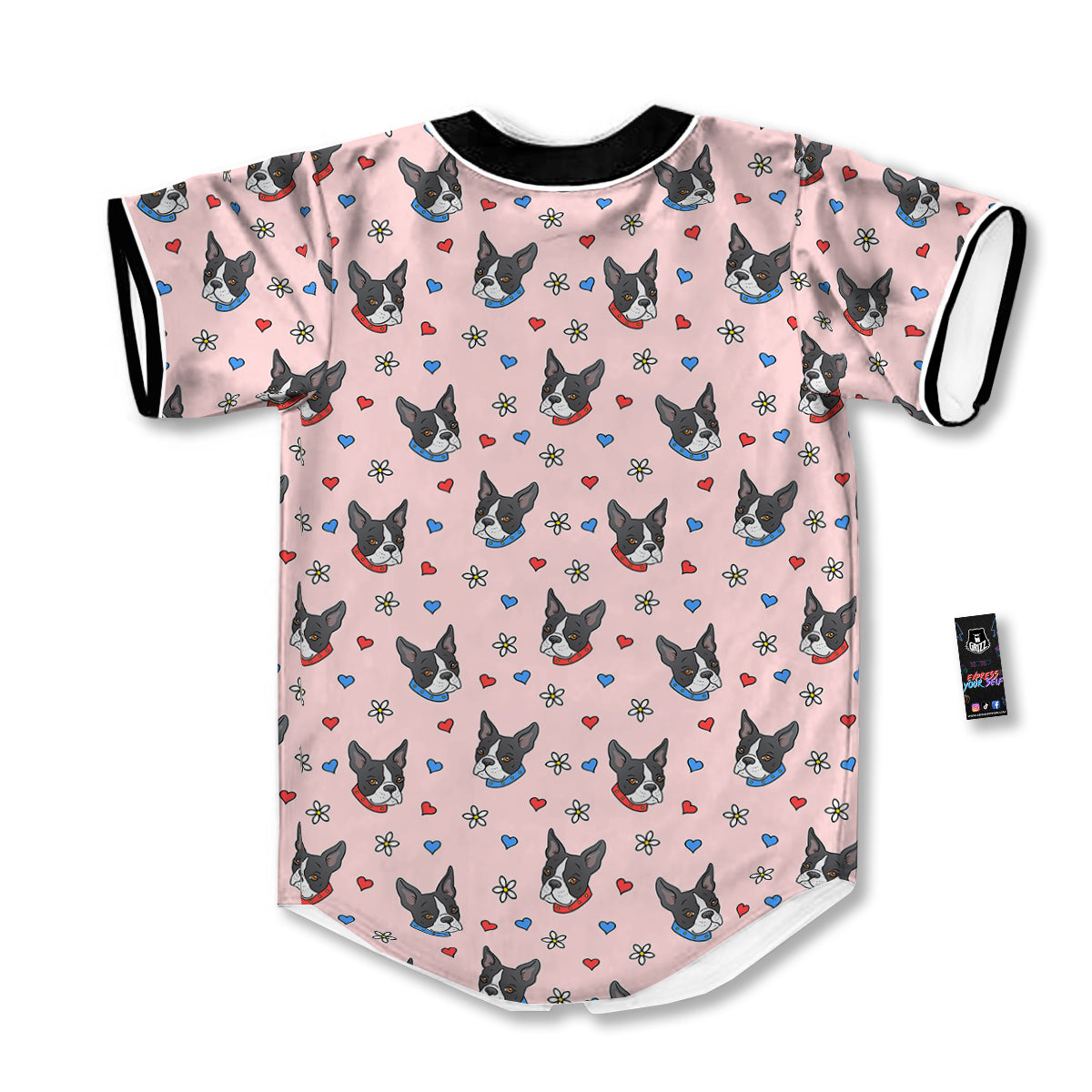 Bull Terrier Pink Print Pattern Baseball Jersey-grizzshop