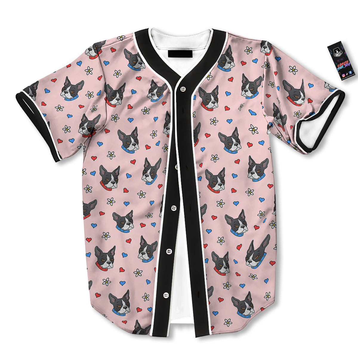 Bull Terrier Pink Print Pattern Baseball Jersey-grizzshop