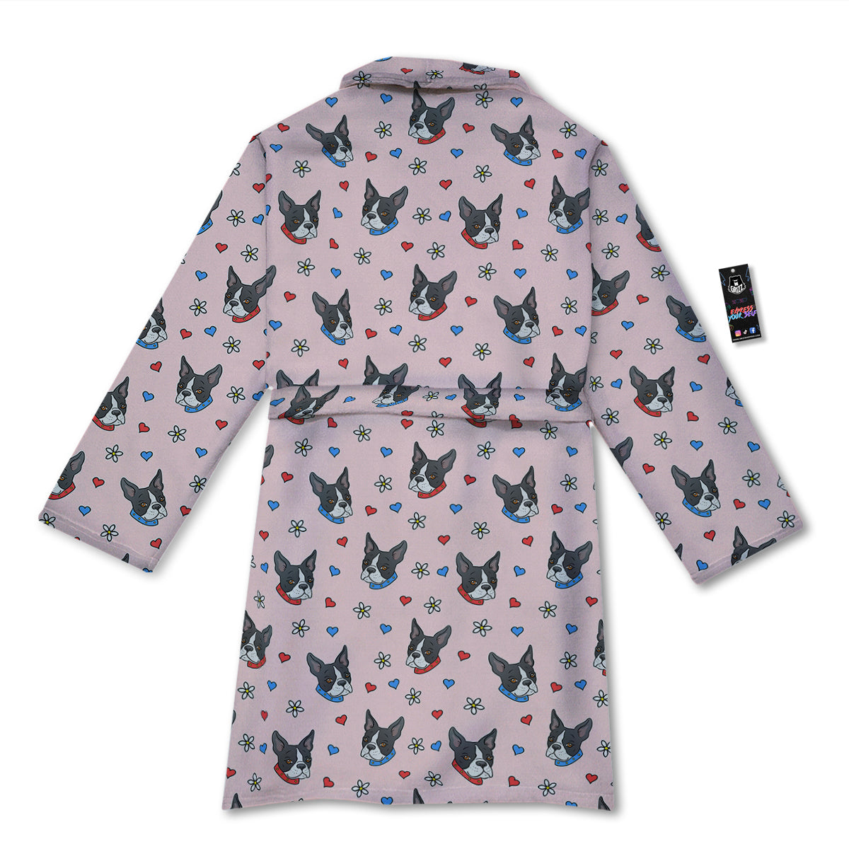 Bull Terrier Pink Print Pattern Bathrobe-grizzshop