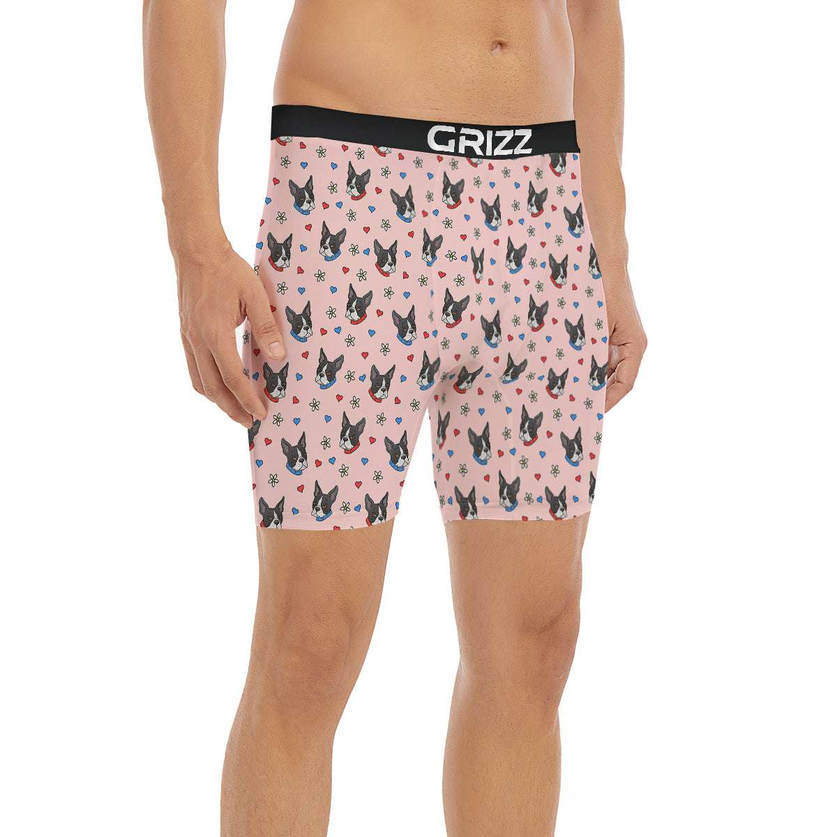Bull Terrier Pink Print Pattern Boxer Briefs-grizzshop