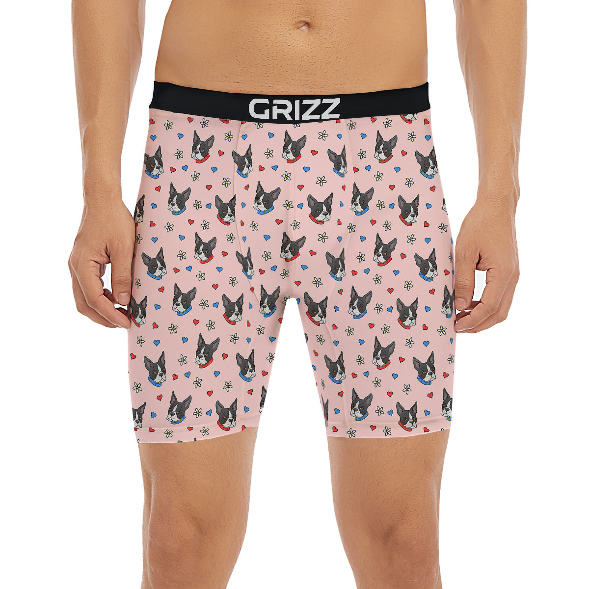 Bull Terrier Pink Print Pattern Boxer Briefs-grizzshop