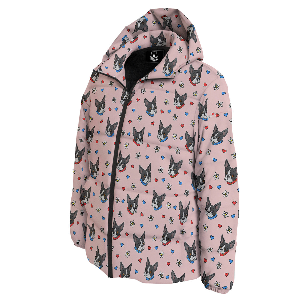Bull Terrier Pink Print Pattern Down Jacket-grizzshop