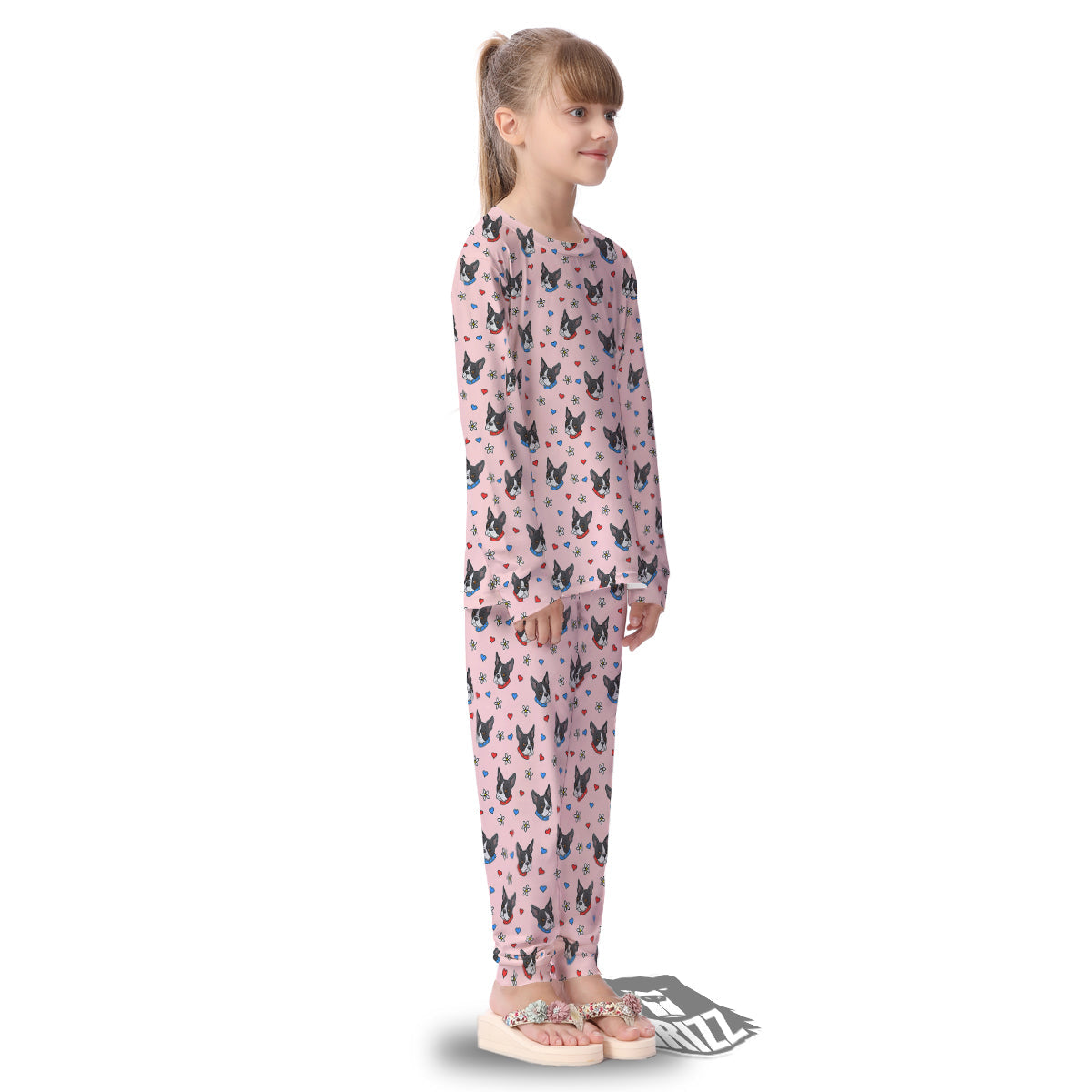 Bull Terrier Pink Print Pattern Kid's Pajamas-grizzshop