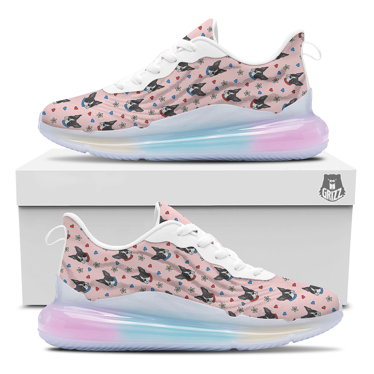 Bull Terrier Pink Print Pattern Running Sneakers-grizzshop