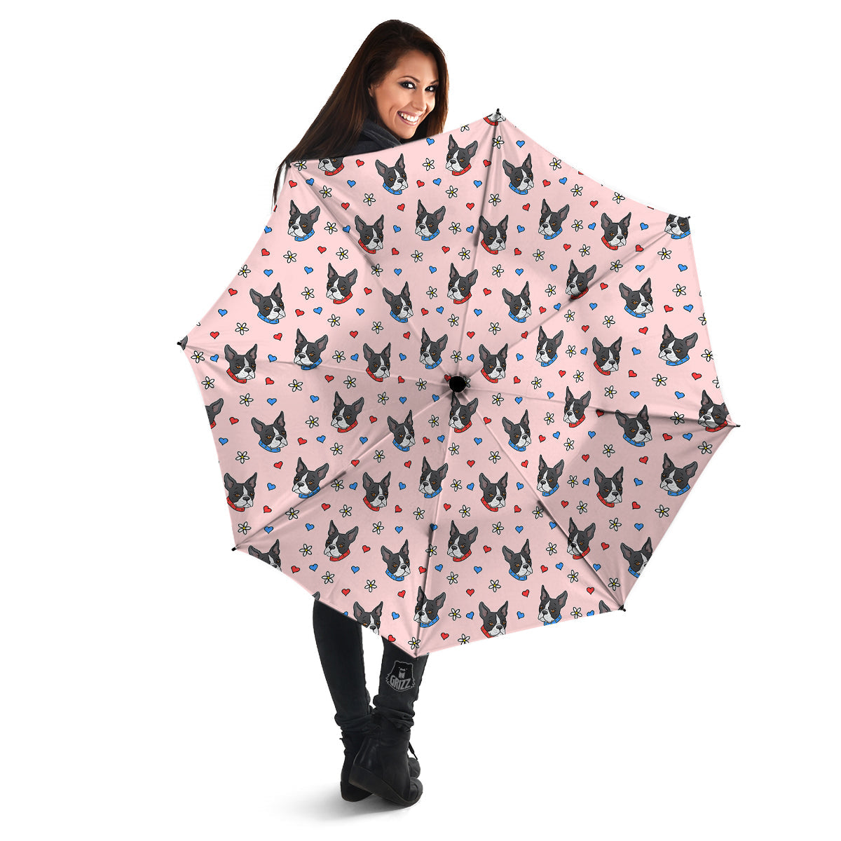 Bull Terrier Pink Print Pattern Umbrella-grizzshop