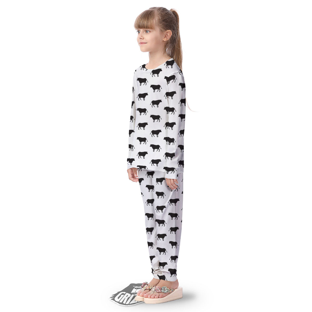Bull White And Black Print Pattern Kid's Pajamas-grizzshop
