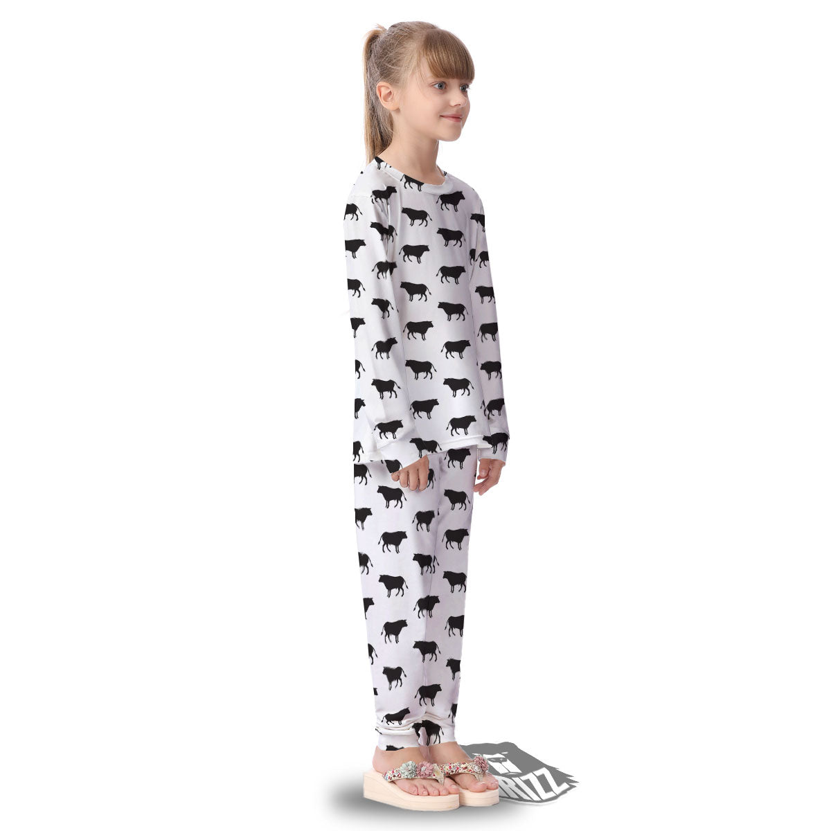 Bull White And Black Print Pattern Kid's Pajamas-grizzshop
