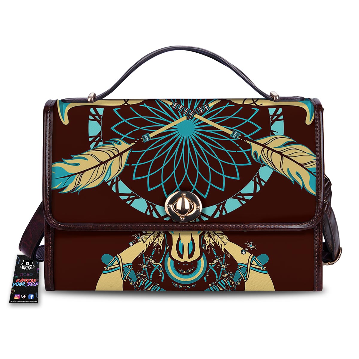 Bull Skull Indian Tribal Print Women's Satchel Bag