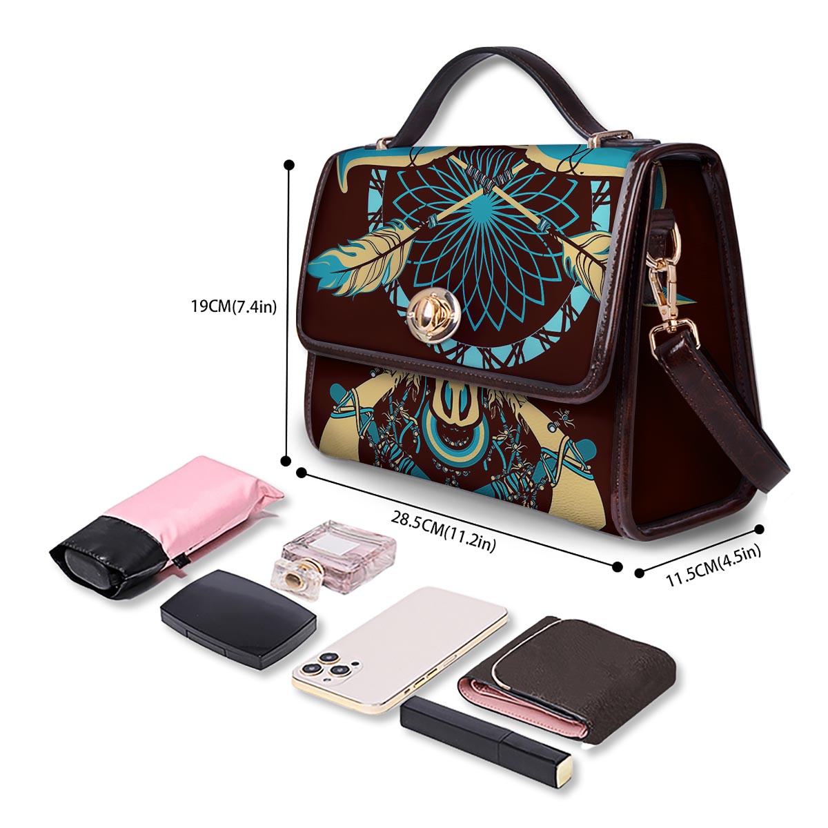 Bull Skull Indian Tribal Print Women's Satchel Bag