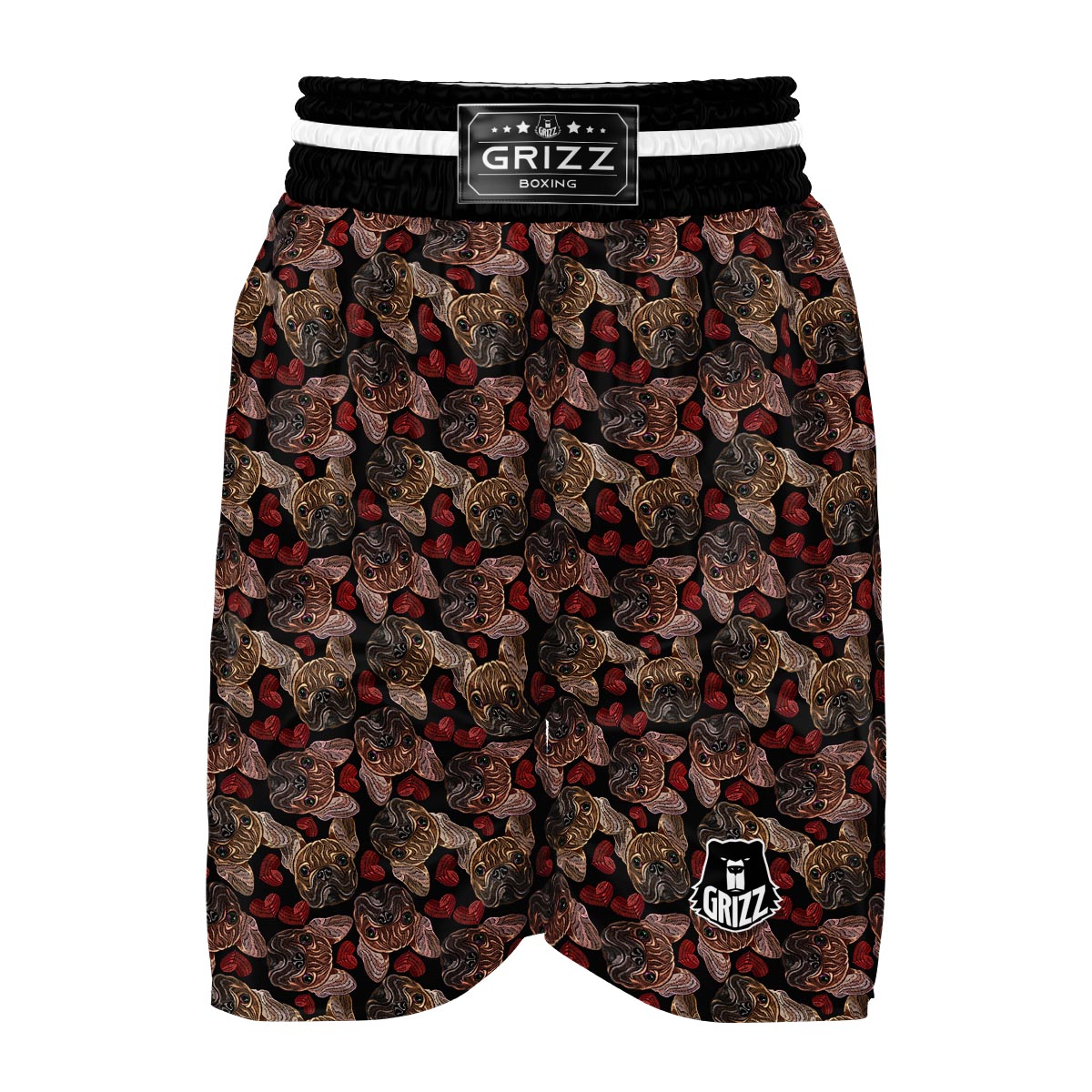 Bulldog Crochet Pattern Print Boxing Shorts-grizzshop