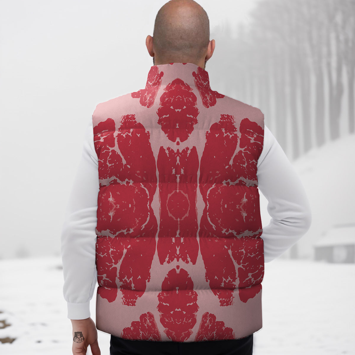 Bulldog Crochet Pattern Print Down Vest