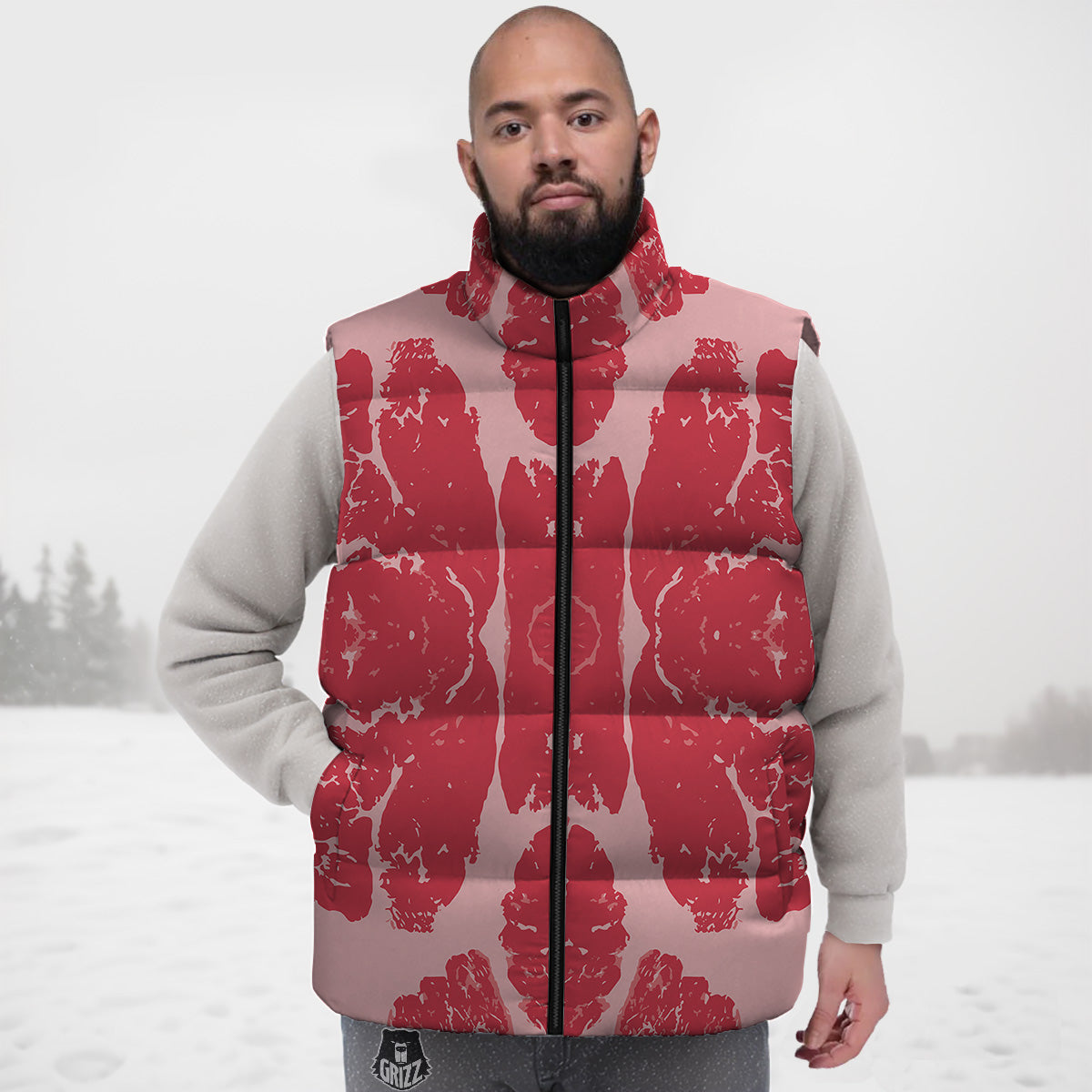 Bulldog Crochet Pattern Print Down Vest