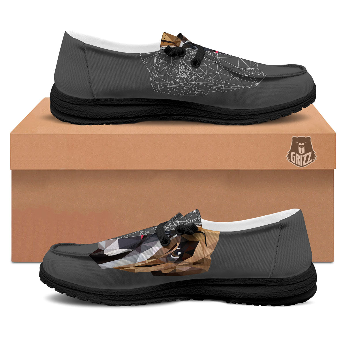 Bulldog Geometric English Print Black Loafers-grizzshop