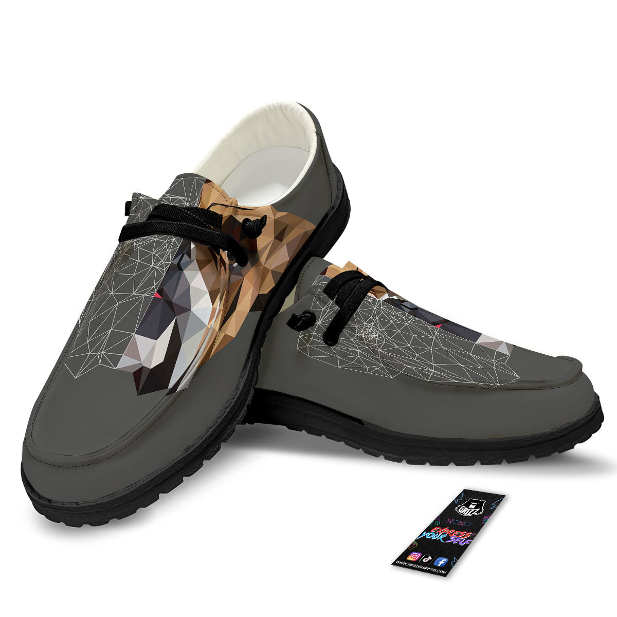 Bulldog Geometric English Print Black Loafers-grizzshop