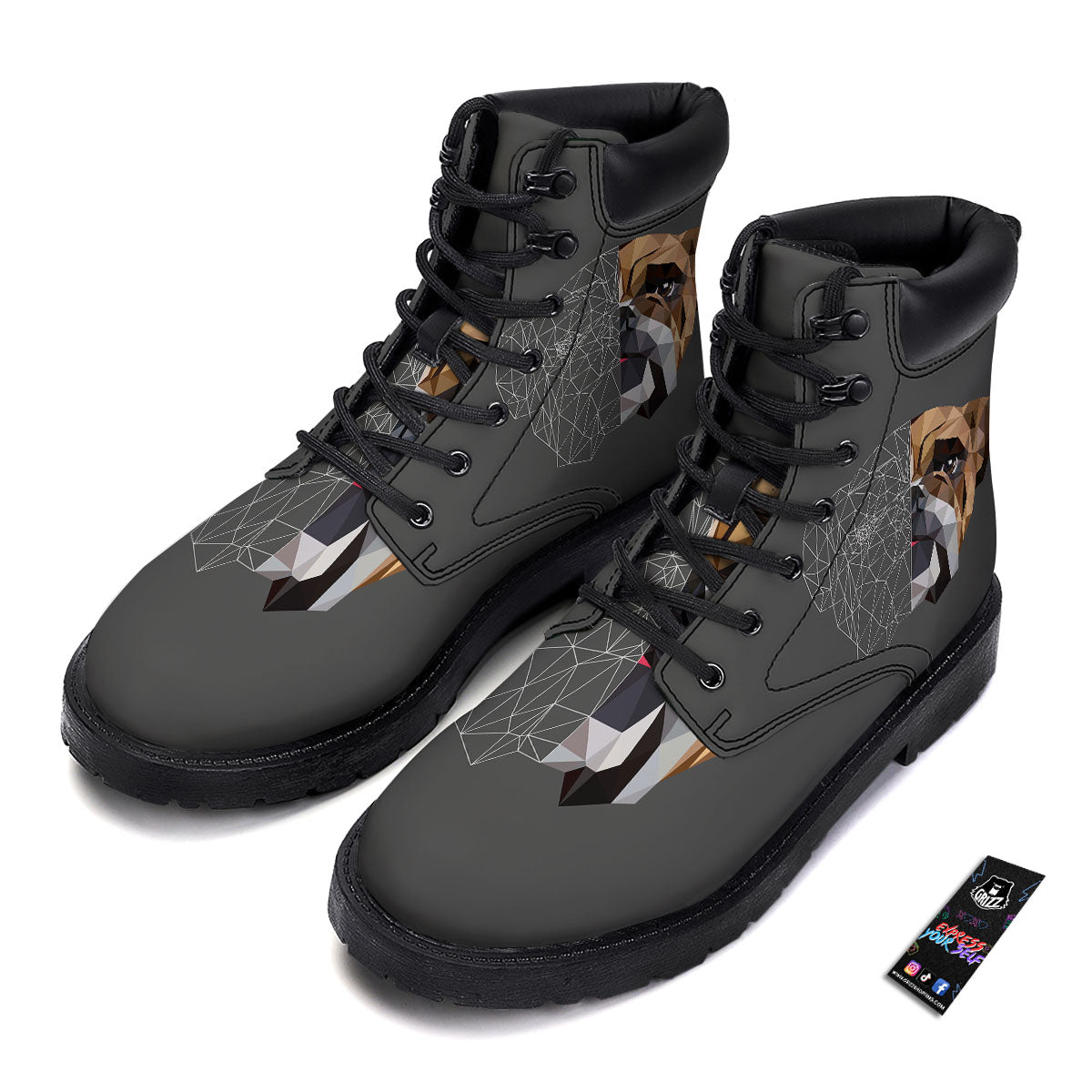 Bulldog Geometric English Print Boots-grizzshop