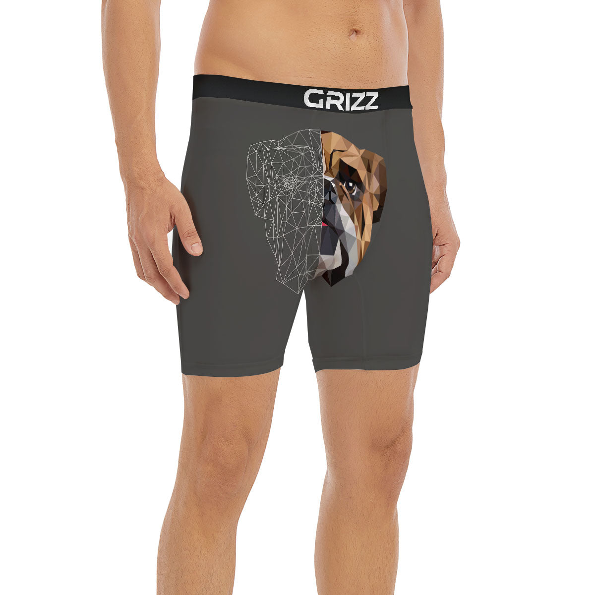 Bulldog Geometric English Print Boxer Briefs-grizzshop